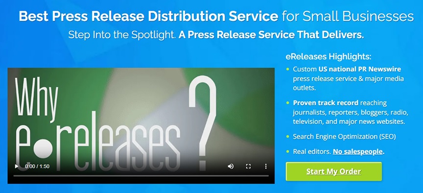 ereleases press release distribution service